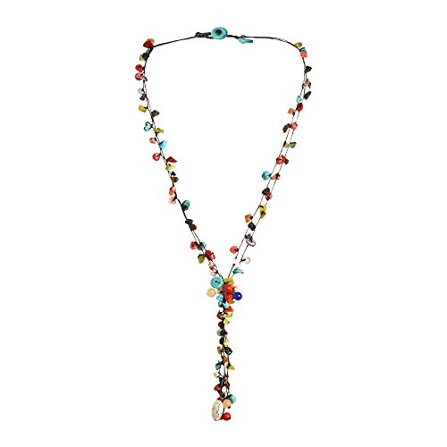 AeraVida Handcrafted Multistrand Statement Necklace with Colorful Cluster Stones |