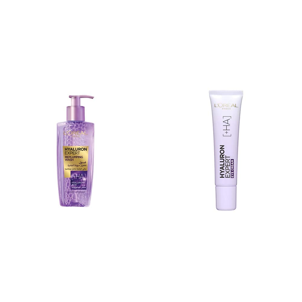 L´Oréal Paris Hyaluron Expert Replumping Face Wash with Hyaluronic Acid, 200ml & L´Oréal Paris Hyaluron Expert Replumping Moisturizing Eye Cream 15Ml