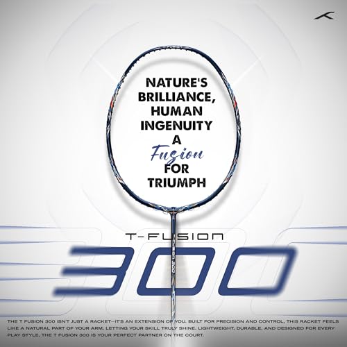 Image of Hundred T-Fusion 300 Unstrung Badminton Racket with Full Cover | 83 Grams | Maximum Tension ≤32 to 34 lbs (Navy)