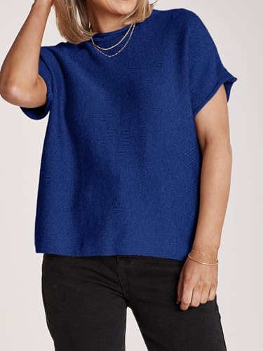 Image of Saodimallsu Women's Short Sleeve Lightweight Casual Crewneck Loose Fit Knit T-Shirt