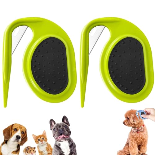 Dematting Comb for Dogs, Pet Knotting Comb, Knotting Comb for Cats, De Knotting Comb for Dog, Pet Dog Shedding Brush Puppy Kitten Brush Hair Removal Tool Grooming Comb Loose Epilator (Green*2)