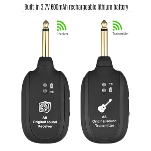 Sistema Inalámbrico para Guitarra con Transmisor y Receptor Integrados, 4 Canales, para Guitarra Eléctrica, Bajo y Violín miniatura 7
