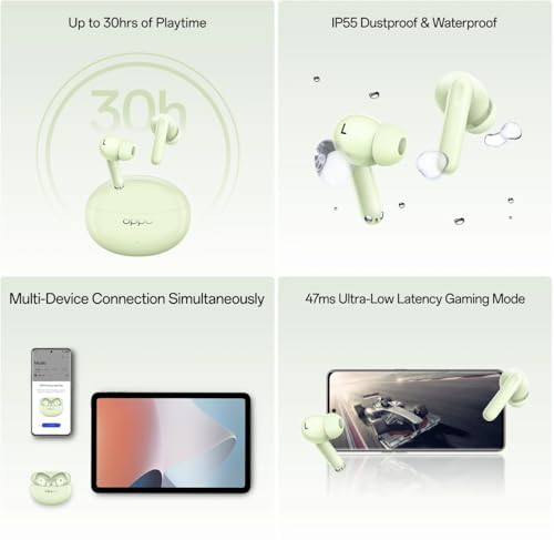 Image of Oppo Enco Air3 Pro Industry First Composite Bamboo Fiber,ANC,30H Playtime,Fast Charge Bluetooth Headset (White, True Wireless)