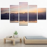 SIGNWIN 5 Panel Canvas Wall Art Reflected Sunset for Home Decorations Ready to Hang - 60