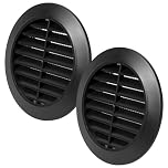 Vent Systems 80 mm / 3.15'' Inch - Black Pack of 2 Air Vent Cover - Round Air Vents - Ventilation Grille - Integrated Insect Screen - HVAC Vents for Bathroom, Home Office, Kitchen