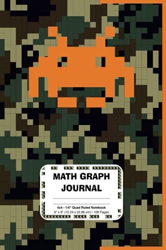 Math Graph Journal: Pixel Notepad for Primary School Math Students | Cute Retro Camo Composition Pixel Art Notebook for kids, college students and retro game fans image 2