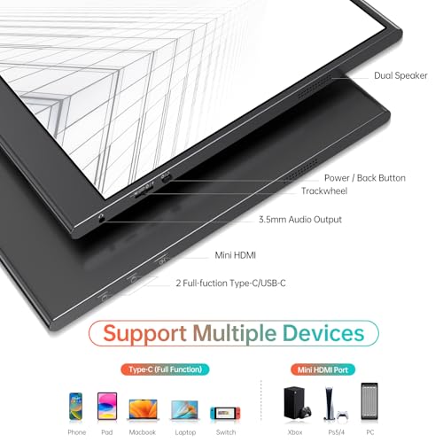 Image of WGK 15.6 inch Portable Monitor 4K UHD 100%sRGB Travel Display HDMI /USB-C Compatible with Laptops, Desktops, Phones, PS, Mac, Xbox, Switch, and Other Gaming Devices Kickstand & Speakers VESA Mountable