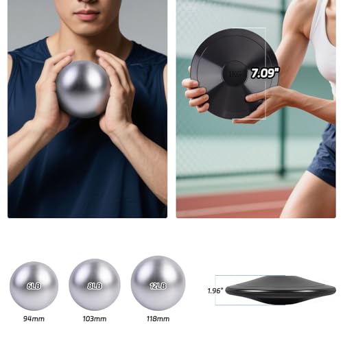 image for Roadtofree 8 lbs Cast Iron Shot Put & 1kg Rubber Discus Track & Field 