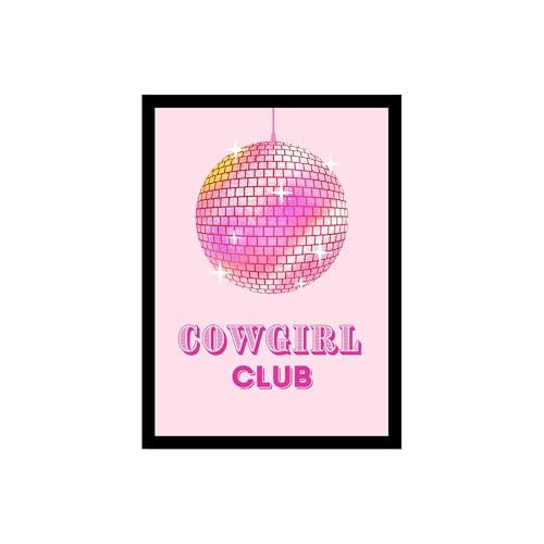 Image of BLINKART Pink Cow Girl Club Abstract Wall Art Painting Print Design Aesthetic Wall Decor Photo ArtWork Frame Decoration Hanging For Home Bedroom Living Room Office Wall Decor (13 * 10 inches) T0027