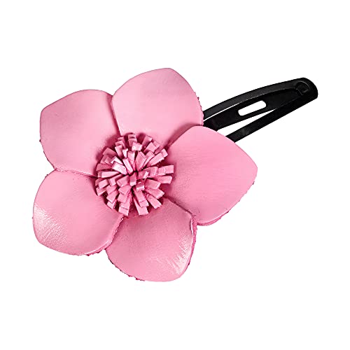 AeraVida Cute and Colorful Light Pink Tropical Flower Leather Hair Clip