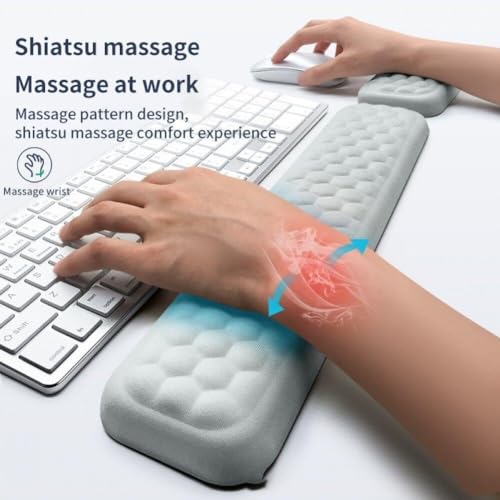 Image of HOFASON Keyboard Wrist Rest, Ergonomic Keyboard Pad with PU Leather and Memory Foam, Comfortable Computer Laptop Wrist Support, Keyboard Cushion for Typing Pain Relief Office Worker, Gamer