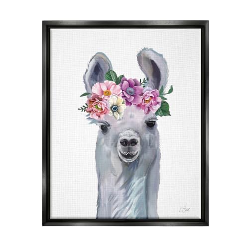 Happy Alpaca Spring Blossoms, 24 x 30 Inch Canvas in Floater Frame