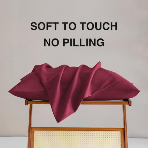 MINIPANDA Burgundy Red King Size Pillow Cases Set of 4, Envelope Design MINIPANDA Burgundy Red King Size Pillow Cases Set of 4, Envelope Design - Image 5