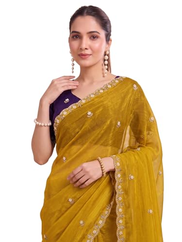 Image of Women's Chiffon Saree with Unstitched Blouse Piece