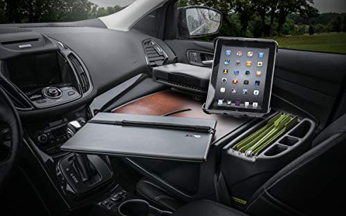 Image of AutoExec AE-RMCD-PS-TAB-21M Roadmaster Car Desk for Your Vehicle Workstation and Mobile Office, Mahogany with Printer Stand and Tablet Mount | Vehicle Workstation, Mobile Office, Printer Stand, Tablet Mount
