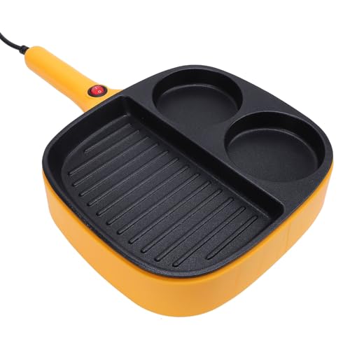 Ymiko Nonstick Divided Grill Pan with Handle, 3 Sectioned Frying