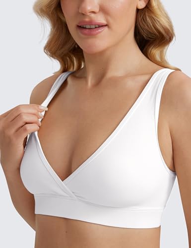 Image of CRZ YOGA Maternity V Neck Nursing Bras | Butterluxe, Doubled Lined, Light Support, Non Padded, Yoga, Extremely Soft, U Back, Wide Straps, Pregnancy and Postpartum