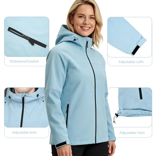 Veste imperméable femme avec capuche ajustable et coupe-vent - 4