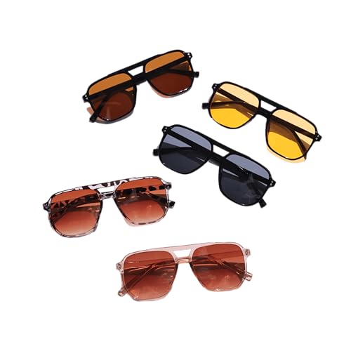 5 pairs of unisex retro trendy aviator frame fashion glasses, modern fashion glasses suitable for daily wear by men and women, summer, polarized, civilian summer, super value discount daily style.