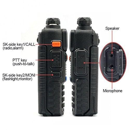 Image of Baofeng UV-5R Two Way Radio Dual Band 144-148 /420-450Mhz Walkie Talkie with 1800mAh Li-ion Battery, Programming Cable, Headset, Belt Clip, Hand Strap, Desktop Charger, 5 Packs (Black)