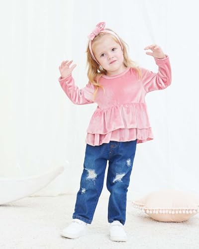 Image of Renotemy Baby Girl Clothes Toddler Girl Clothes Outfits Infant Clothing Jeans Pants Set Cute Clothes Set for Girls