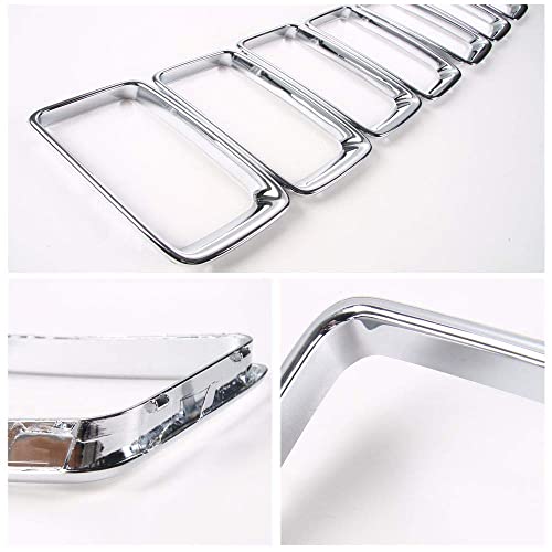 Image of JeCar Front Grille Inserts Clip-on Chrome Grill Cover ABS Trim Kit for 2014-2016 Jeep Grand Cherokee
