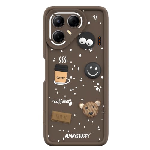 Image of Pikkme Back Cover for Tecno Pova 7 5G | 3D Bear Silicone Cute & Fun Coffee Cartoon | Full Body Protection Bumper Case (Brown)