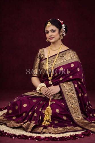 Image of Women's Soft Silk Style Jacquard Saree with Rich Zari Woven Border & Pallu | 5.6 Mtr Saree with 0.8 Mtr Unstitched Blouse