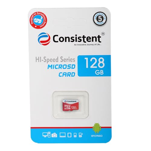 Image of Consistent 128GB Surveillance microSD Card - High-Endurance 4K Video Recording, Class 10 /UHS-I Speed, Designed for 24 /7 CCTV & Security Cameras - 5-Year Warranty