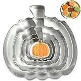 Pumpkin Cookie Cutters Set With Box, 5Pcs Large To Tiny Size - 3.94'', 2.95'', 2.05'',1.57'', 1.18'', Stainless Steel Fondant Biscuit Mold For Halloween Fall Thanksgiving Day Holiday Party Decoration