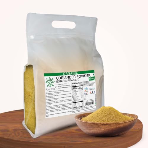 Image of Pure Tree Certified Organic Dhania Powder | 10 Kg / 10000 g | Coriander Powder | Kothimeera Powder | Whole Spices | Hara Dhaniya Powder Curry Powder | Organic Coriander Powder