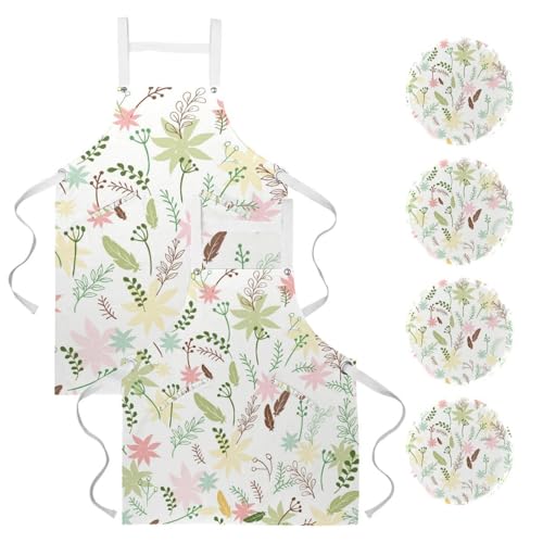 Tablier de cuisine pour pâtisserie et bistro motif plumes colorées