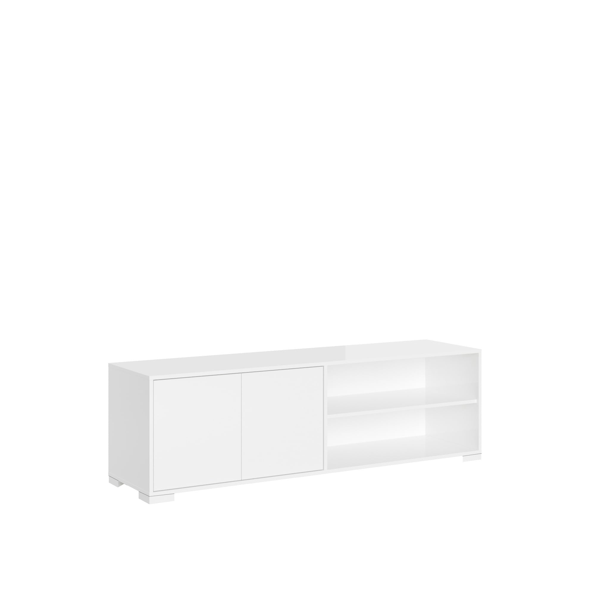 Meuble TV Lumina blanc brillant pour salon moderne et épuré 150 cm