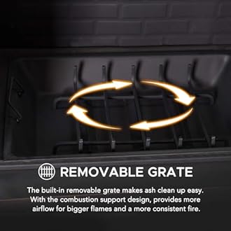 Outdoor Fireplace, Heavy Duty Patio Wood Burning Fireplace with Steel Chimney, Mesh Spark Screen Doors, Removable Grate and Fire Poker, Black