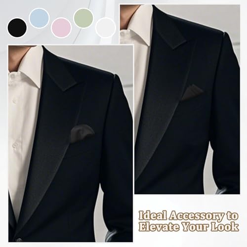 Image of LJBFNN Pocket Squares Handkerchiefs for Men Soft Cotton Mens Womens White Pocket Square with Holder for Suit Wedding Business