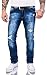 Produktbild Rock Creek Herren Jeans Hose Regular Slim Stretch Jeans Herrenjeans Herrenhose Denim Stonewashed Basic Stretchhose Raw RC-2142 Blau W36 L36