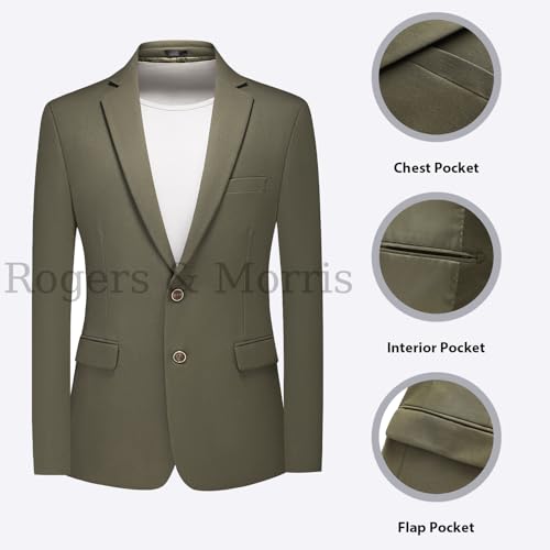Rogers & Morris Men's Blazer 2 Buttones Casual Slim Fit Suit Jacket Wool Sport Coat Chaqueta de Traje para Hombre 6