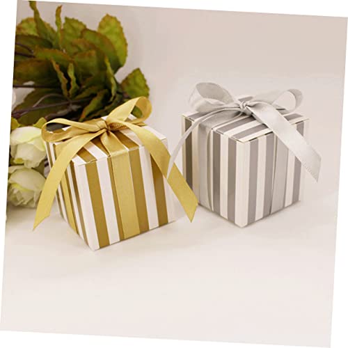 Cabilock 10 Pcs Gift Candy Boxes Chocolate Boxes Striped Candy Box Square Boxes Silver Birthday Present Dream Candy Boxes #TOP4