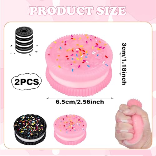 YEWCEP 2 Stück Taba Squishy, Squishy Toy, Squishy Für Oreo, Keks-Stressabbau-Spielzeug, Quetsch Spielzeug, Antistress Spielzeug, Anti Stress Spielzeug, Fufu Squishy (Schwarz+ Rosa)