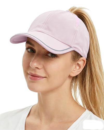 Ponytail Baseball Cap for Women UPF50 Waterproof Quick-Dry Running Hat with Ponytail Hole Golf Hiking Tennis Sports Ball Cap Pink