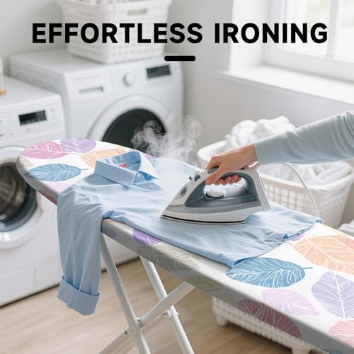 Image of Quick Install Ironing Board Cover 15 inch x 54 inch Ironing Board Cover with Nose Strap Pocket and Elastic Sides Anti-Slip and Heat-Resistant Stylish Home Ironing Board