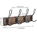 Homagic Rustic Wall Mounted Coat Hook with 4 Farmhouse Hooks - Solid Pine Wood Towel and Coat Rack for Bathroom, Entryway, Kitchen - Brown