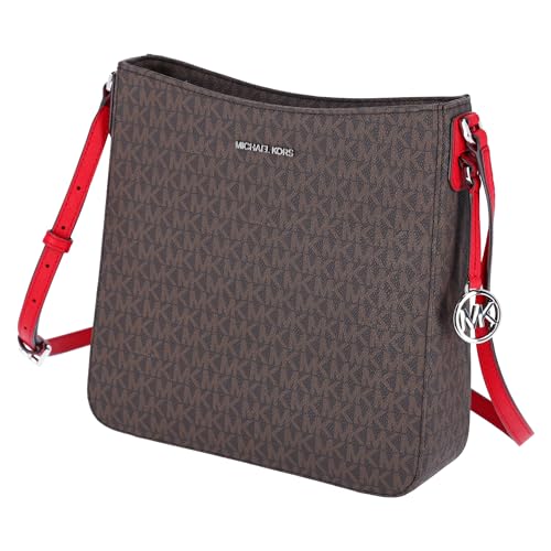 Sac à bandoulière de voyage Michael Kors Jet Set marron rouge grand format