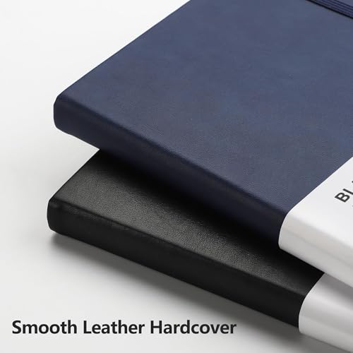 Image of RETTACY Blank Journal Notebook, 192 Pages, A5 Medium Size (5.7'' x 8.3'') | Leather Hardcover, 100 GSM Thick Paper, for Sketching, Drawing, Painting (Navy blue)
