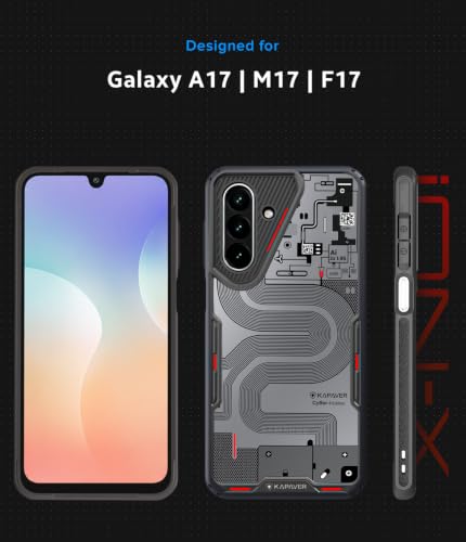 Image of KAPAVER iON-X Back Cover Case Compatible with Samsung Galaxy A18 /M17 5G /F17 5G /A17 /A17 5G (TPU + Poly Carbonate | Cyber-i Smoke Black)