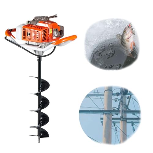 JOSBY Excavadora de Agujeros a Gas de 2 Tiempos, Excavadora de Agujeros para Postes de barrena de 2600 W, con Broca de una Sola Hoja y Broca de Doble Hoja, Velocidad de perforación de 9000 r/min