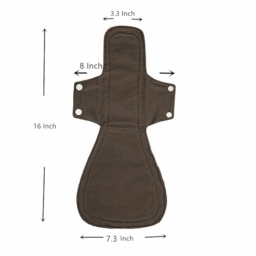 Image of 4 Pack Reusable Menstrual Pads, 16 Inch, Unscented Washable Overnight Absorbency