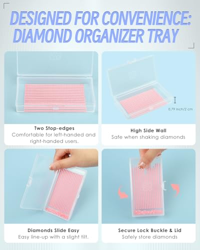 Image of forever young 8PCS Extra Large Diamond Painting Storage Containers Trays | 2-in-1 design keeps diamond art beads organized. Provides bead storage and line-up, with a box package for a tidy workspace.