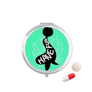 DIYthinker Zwarte Seal Dier Silhouet Natuurlijke Reizen Pocket Pil Case Geneeskunde Drug Opbergdoos Dispenser Spiegel…