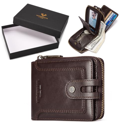 Image of Genuine Leather Wallet for Men - Slim Bifold Wallet with Photo ID Window, Cash & Card Organizer(Coffee)
